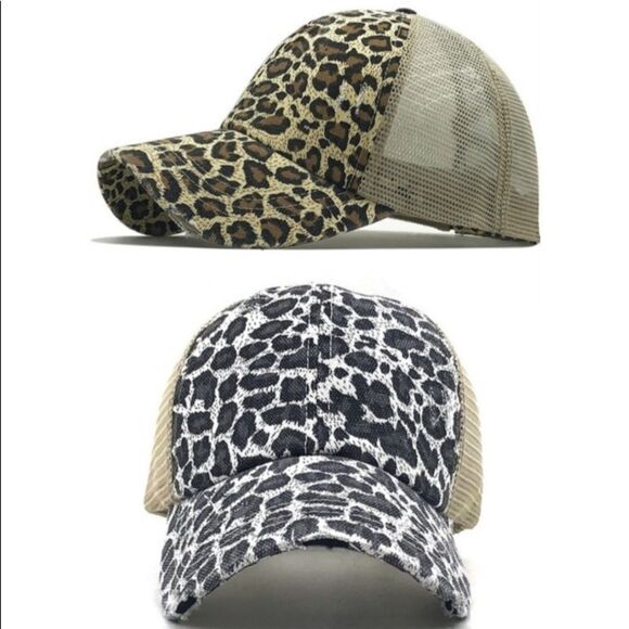 Leopard Mesh Baseball Hat - Picture 1 of 3